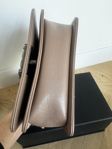 Chanel SALE❣️❣️Small Boy Chevron Dark Beige Caviar Bag Ruthenium Hardware New! - Picture 5 of 13