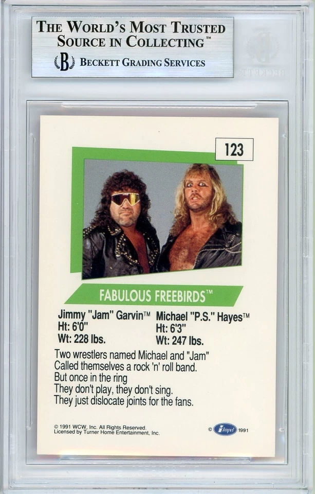 POP 1: Fabulous Freebirds BGS 9: 1991 Impel 1st WCW Card #123 Gisto - Image 2 of 3