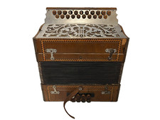 Wooden Button Accordion – Handcrafted Folk Instrument – Working, Needs Tuning