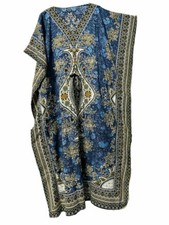 Women Kaftan Hippy-Boho-Maxi Flower Women Polyester Ethnic Night Dress Gray