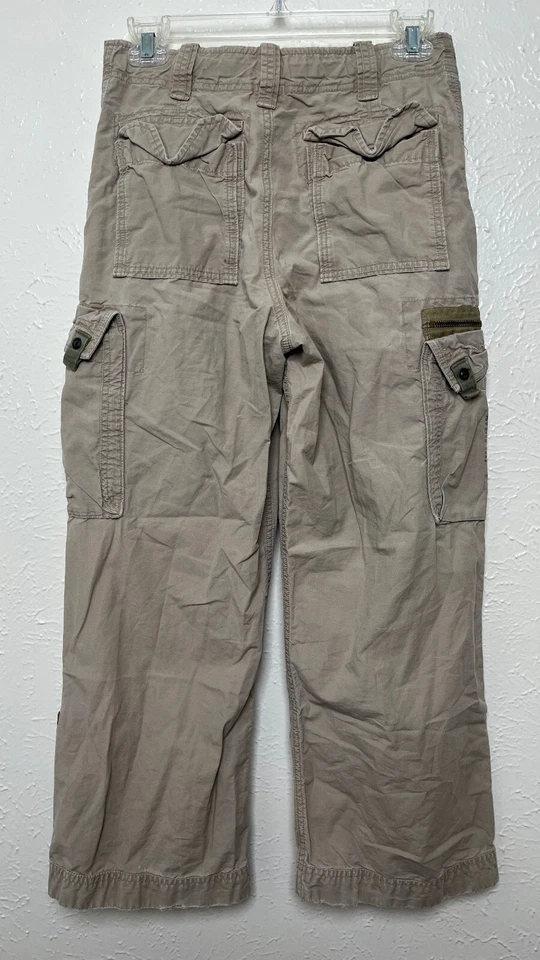 Abercrombie & Fitch Pants Youth L 28x25 Beige Cargo Drawstring MAB-1602 - Image 2 of 4