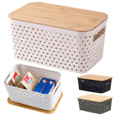 Imitation Rattan Storage Box Plastic Basket Handwoven Display Boxes R6K4 F8 Y1S3
