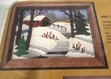 Vintage 1984Embroidery Needle Kit Creative Circle 2501 Snow Covered Bridge