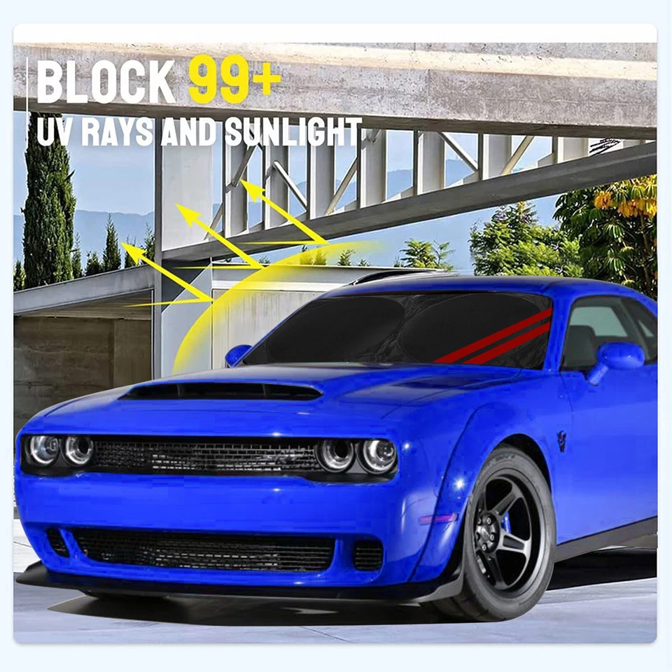 For 2008-2022 Dodge Challenger Car Windshield Sun Shade UV Block Shield Cover - Imagem 3 de 4