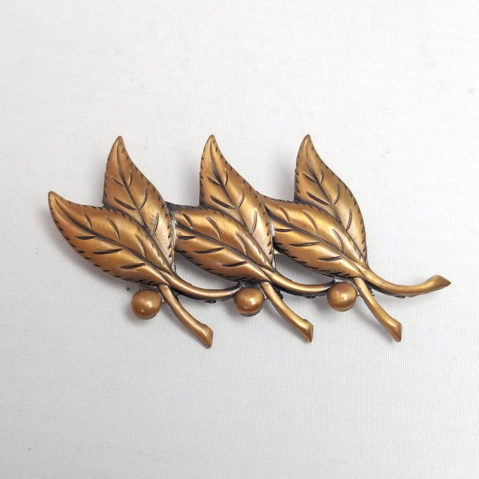 Vintage Solid Copper Leaf Design Brooch, Unisex L… - image 7