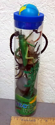 Insects in a tube, tube with 6 insects, 2 rocks, 2 trees, 10 total ...