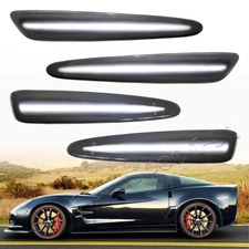 For 2005-2013 Chevy Corvette C6 Smoked Front Rear LED Side Marker Lights White