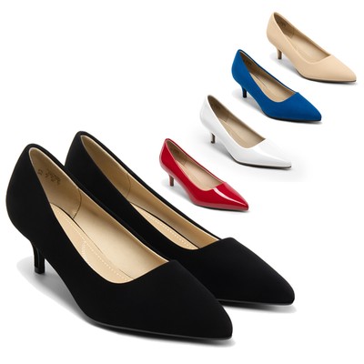 Women Office Lady Pumps 2'' Kitten Heel Pointed Toe Low Heel Work Dress Shoes US