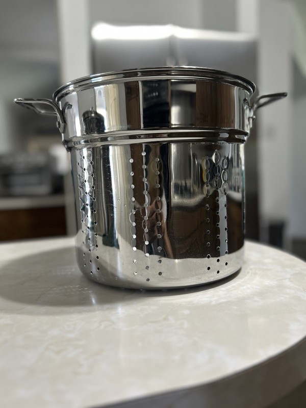 All Clad Stainless Steel Pasta Strainer Colander for 12qt stock pot