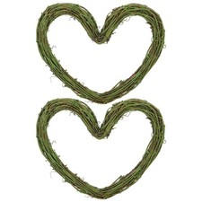 2 Pcs Heart Shape Hanging Ornament Christmas Craft Wreath Front Door