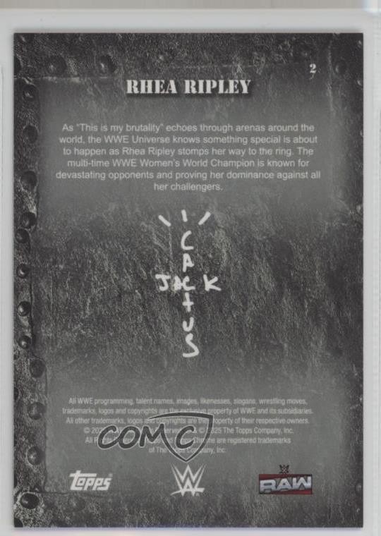 2025 Topps Chrome WWE x Cactus Jack Green Refractor /99 Rhea Ripley #2 ...