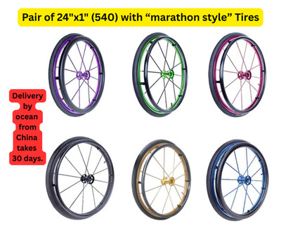 Pair of 24''x1'' (540) Colored Aluminum Round HUB Wheelchair Wheels
