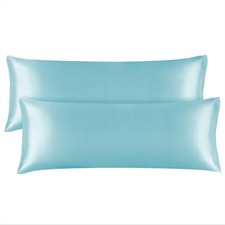 Satin Pillowcase for Hair Skin, 20x54 Inch Body Cover, 2 Pack, Blue