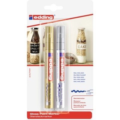 Edding 750 4-750-2-1-53-54 Lackmarker Gold, Silber 2 mm, 3 mm, 4 mm