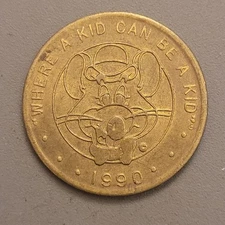 Vintage 1990 Chuck E Cheese Pizza Token - Where a Kid Can Be A Kid