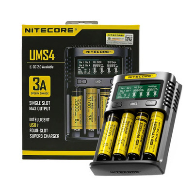 NITECORE UMS4 Intelligentes USB Ladegerät 4-Schacht Li-Ion NiMH LCD QC2.0