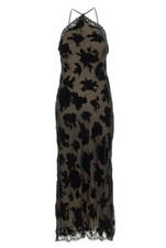 Rixo Harlan Dress Countryside Devore Mono Size UK 14 Silk Velvet Black Maxi £465