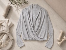ZYIA Active Haze Silver Gray Twisted Front Yoga Shawl Women s Size XL