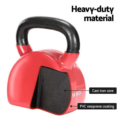 Everfit 24kg Kettlebell Weightlifting Bench Dumbbells Kettle Bell Gym Home - Picture 3 of 7