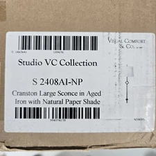 Visual Comfort Cranston Large Sconce Aged Iron Natural Paper Shade S 2408AI-NP
