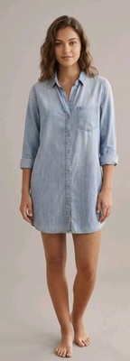Cloth & Stone Women's Chambray Long Sleeve Button Down Shirt Dress! M Excellent 