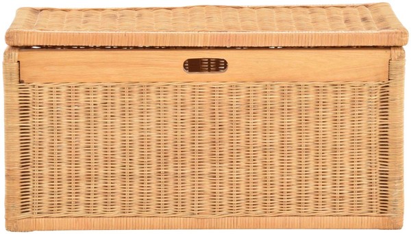 Korb Mit Deckel Rattan Geflochten Regalkorb, Schrankkorb (Honig, 68Cm Breit)-image