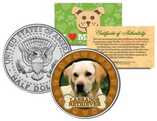 LABRADOR RETRIEVER Dog JFK Kennedy Half Dollar US Colorized Coin