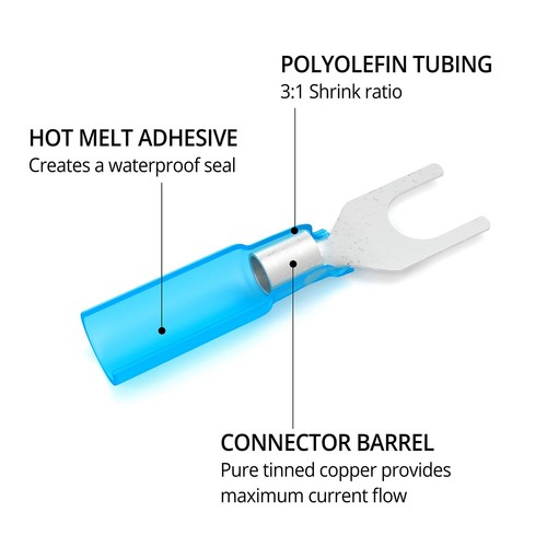 Wirefy 130 PZ Connettori Forchetta 4 mm - Kit Terminali Termoretraibili - - Afbeelding 5 van 7