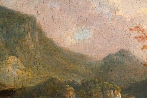 CHARLES H SCHWANFELDER 1774-1837 FIGURES ON ANCIENT BRIDGE Antique Oil Painting - Picture 7 of 18