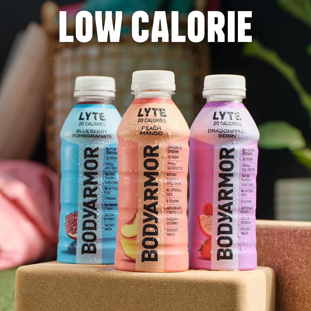 BODYARMOR LYTE Peach Mango Electrolyte Drink 20 Cal 16oz Bottles 6 Pack