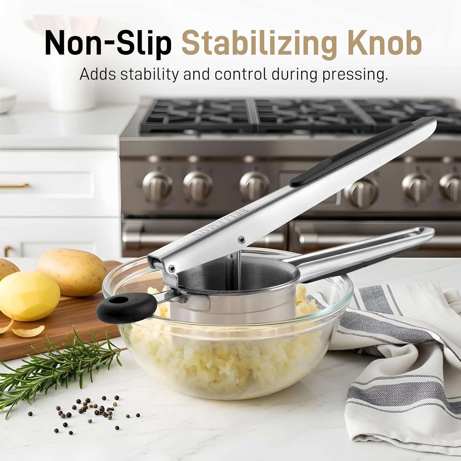 Bellemain 15Oz Large Potato Ricer for Mashed Potatoes, Stainless Steel Mashed Po