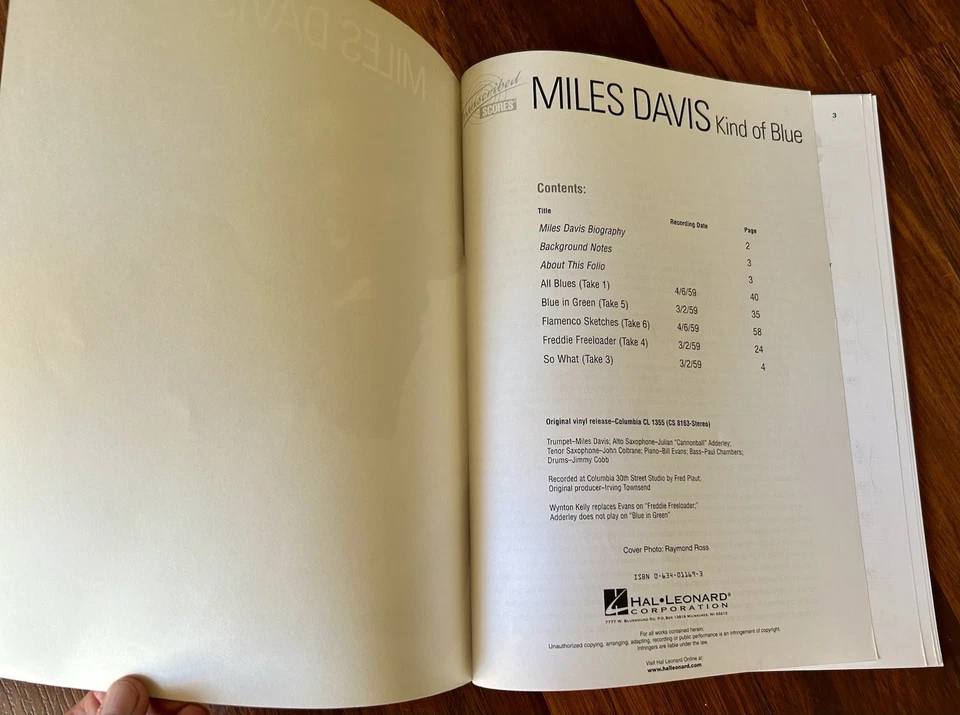 Miles Davis-Kind Of Blue Sheet Music Transcribed Scores For 5 Songs - Image 2 of 4
