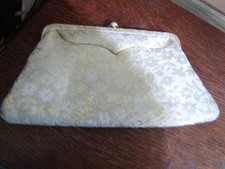 Vintage UNBRANDED Glittery GOLD Fabric CLUTCH Handbag/Purse - 1960's