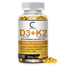 Vitamin D3 K2 Supplement 5000 IU Immune Bone Health Support 120 Count Pk L
