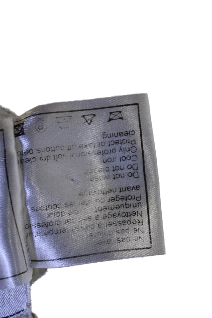 Chanel Boutique giacca tweed donna bottoni davanti vintage bianco viola FR 36 98P