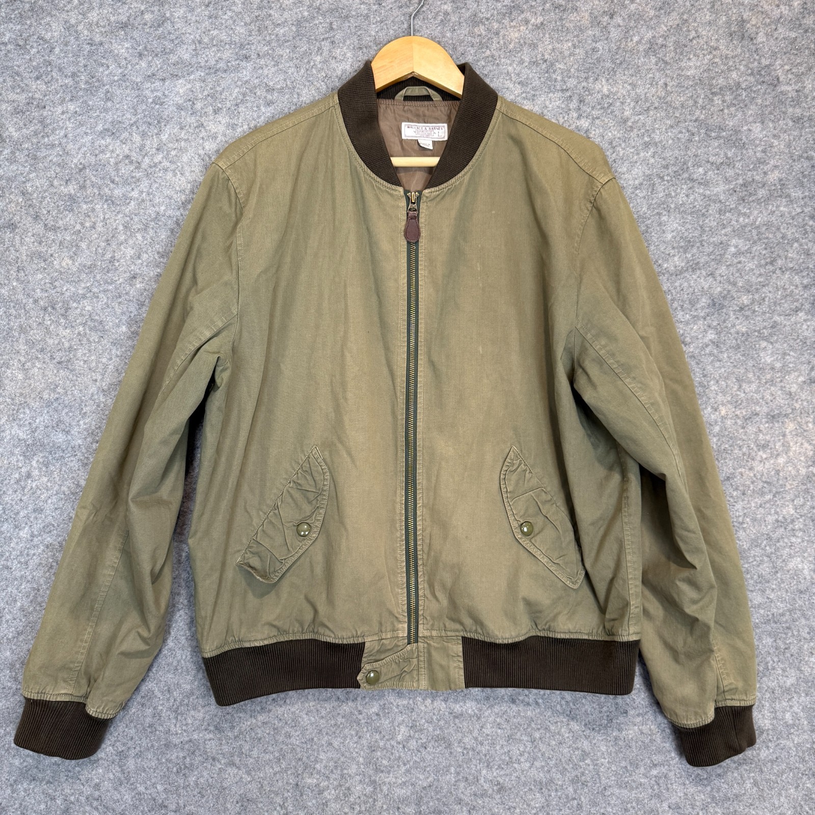 Wallace & Barnes Army Flight Bomber Jacket Mens Large Full Zip MA-1 Green