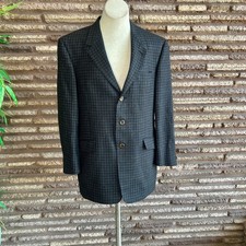 Kenneth Cole Men's Sport Coat Blue Union Made 100 Wool Plaid Blazer Size 40R