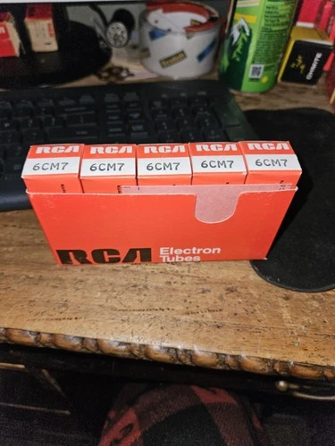 VINTAGE SLEEVE OF 5 NOS RCA 6CM7 DUAL TRIODE TUBES AMPLIFIER