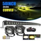 Fit Can-am Maverick X3 DS RS MAX Roof 50'' Curved LED Light Bar +2x3inch Lamps