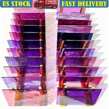 24 Sheets Stained Glass Variety Pack Mosaic Crafts Suncatchers Panels Windows US