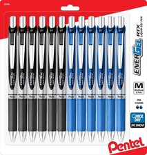 EnerGel Retractable 0.7mm Gel Pens - 12 Pack in Black  Blue for Smooth Writing