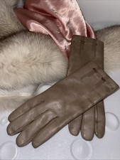 Vtg Taupe Buttery Leather Fur Lined Gloves 7.5 Italy