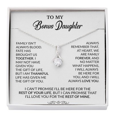 To My Bonus Daughter Necklace, Gift for Bonus Daughter, Step Daughter Birthday
