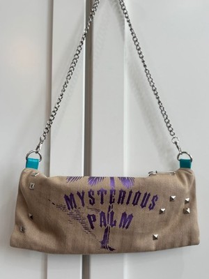 Y2K III Parcel Kiss Lock Shoulder Bag With Chain Mysterious Palm Tan Teal Purple