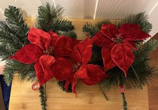 Hobby Lobby Velvet poinsettia & Pine Tree Branches Artificial Flowers New 