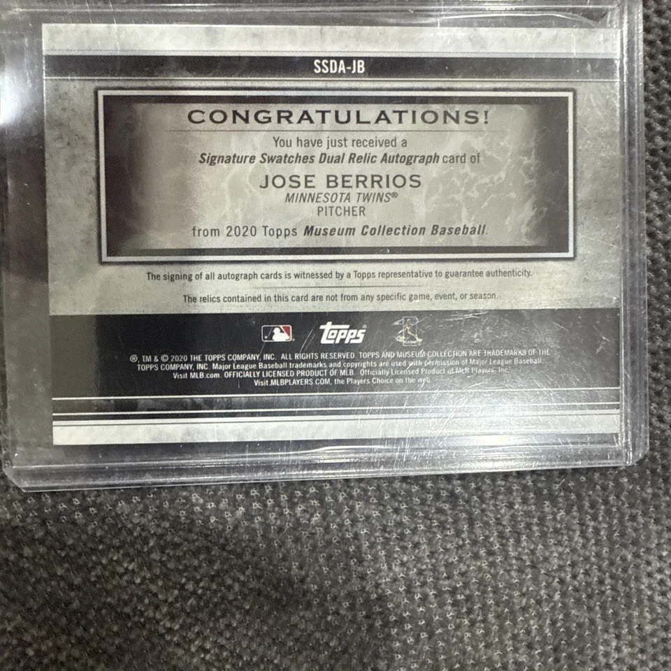 JOSE BERRIOS 2020 TOPPS MUSEUM COLLECTION DUAL RELIC JERSEY AUTO #D 43/50 - Image 2 of 2