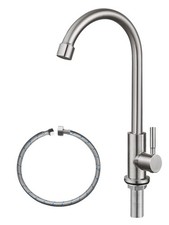 Cold Water Only Faucet SUS304 Stainless Steel 360 Swivel for Kitchen Sink