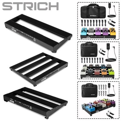 STRICH Multi-Size Guitar Pedal Board W/ Built-in Power Aluminum With Cables Bag