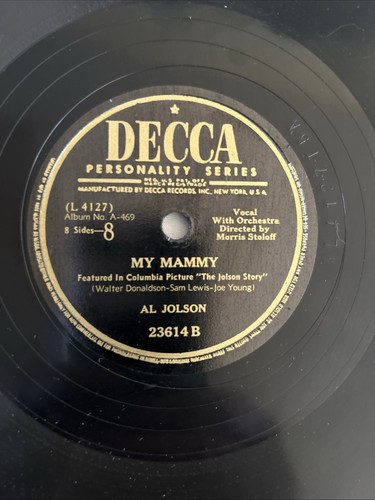 78rpm AL JOLSON-SONY BOY/ MY MAMMY - Decca 23614- VG+ Columbia Sleeve - Picture 3 of 6