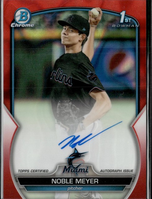 2023 Bowman Draft Noble Meyer 1st Chrome Red Lava Refractor Auto /5 RC